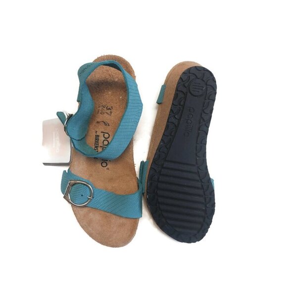 Papillio By Birkenstock Soley Leather Wedge Sandals Size 6 Biscay Bay NARROW Fit - Picture 8 of 9